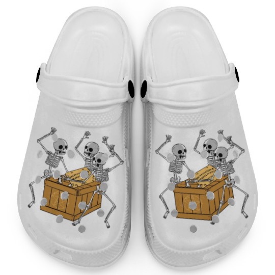 Retro Halloween Skeleton Playing Ouija Horror Clogs