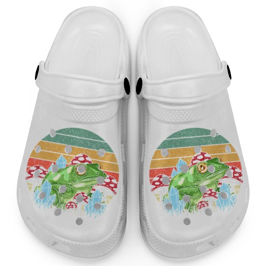 Retro Realistic Toad Frog Mushrooms Clogs
