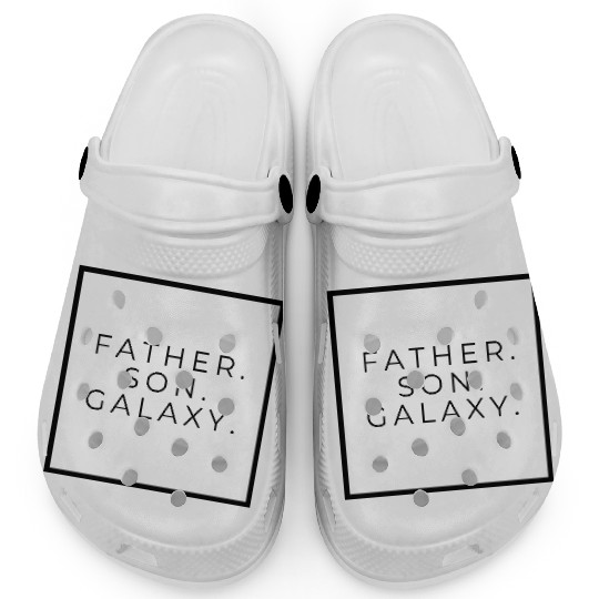 Father. Son. Galaxy. Logo Black Lettering Clogs
