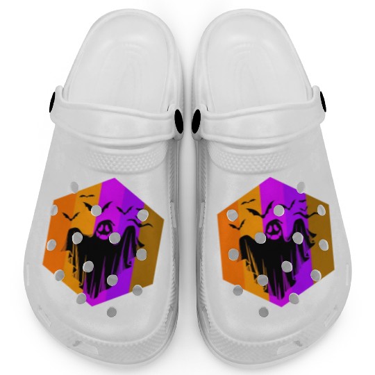 Halloween Theme Cute Ghost Bat Coffee Lover Mug Clogs