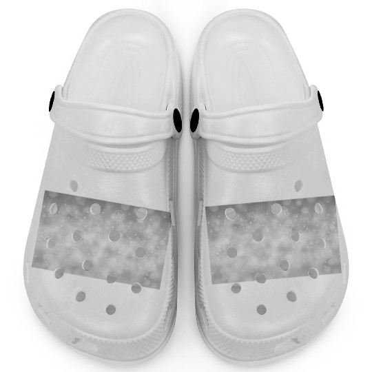 Grey Bokeh Christmas Snowflakes Clogs