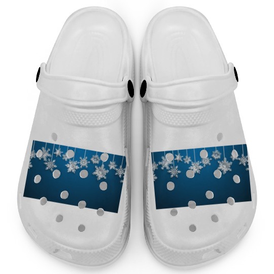 Elegant Hanging Snowflakes Navy Blue Clogs