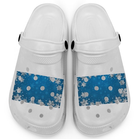 Winter Snowflakes Navy Blue Pattern Clogs