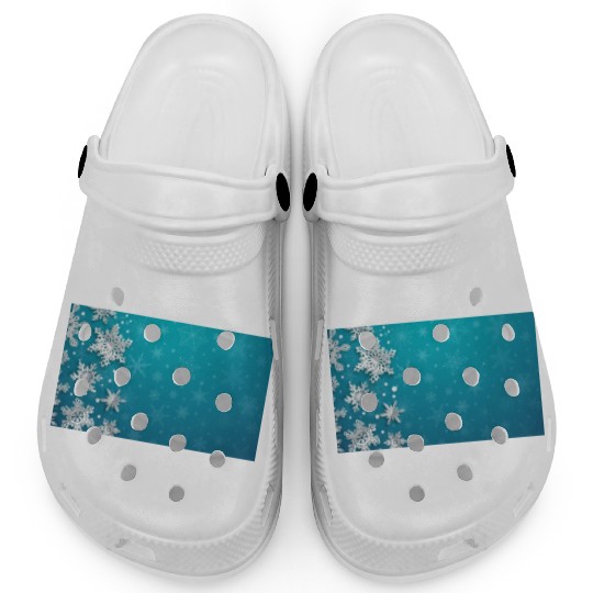 Elegant Christmas Snowflakes Pattern Teal Clogs