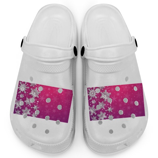 Elegant Christmas Snowflakes Pattern Pink Clogs