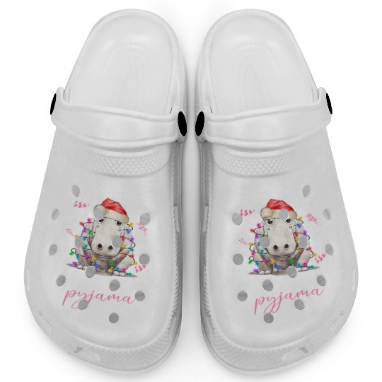 Winter Christmas Pyjama Hippopotamus Clogs