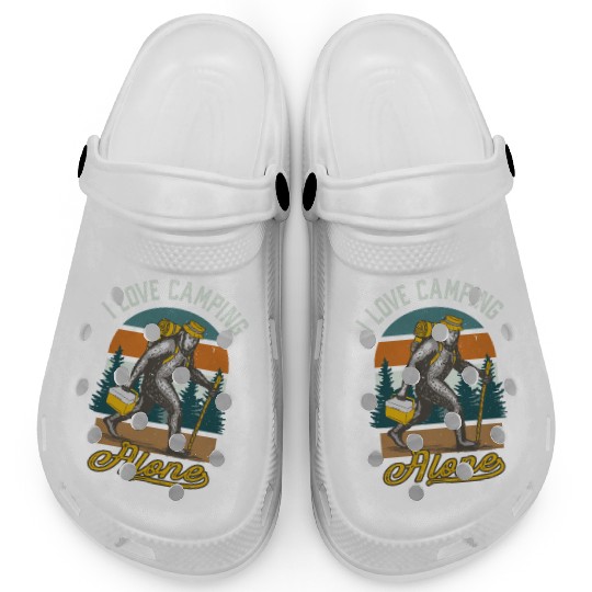 I Love Camping Solo Bigfoot Sasquatch Clogs