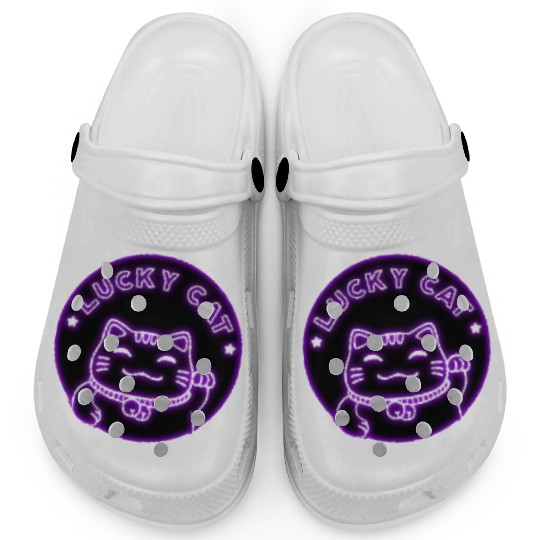Purple neon lucky cat Clogs