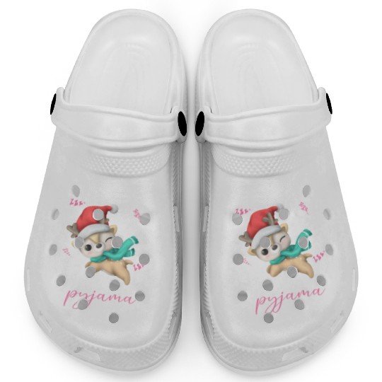Winter Christmas Pyjama Reindeer Clogs
