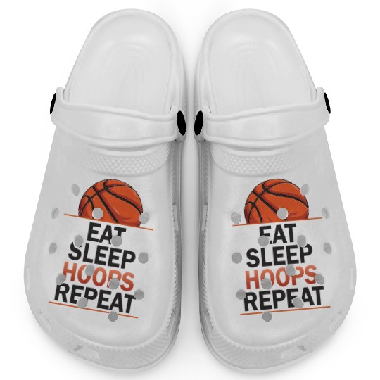 Eat Sleep Hoops Repeat Basketball Clogs