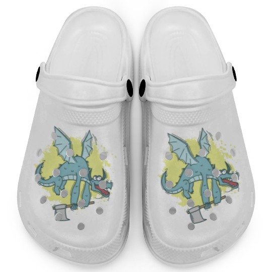funny Dragon with Axe cute Animal Clogs