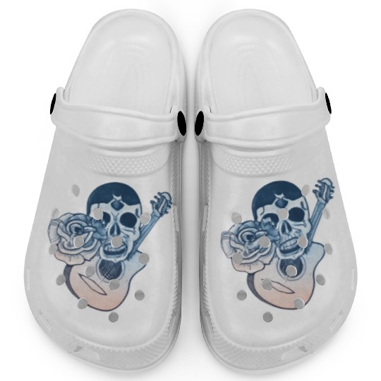 Grotesque Rock And Roll Skull & Guitar Clogs