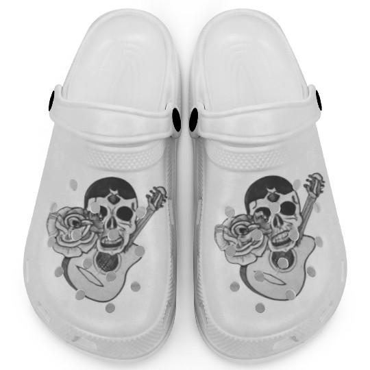 Grotesque Rock And Roll Skull & Guitar Clogs