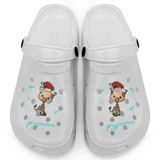 Winter Christmas Pyjama Giraffe Clogs