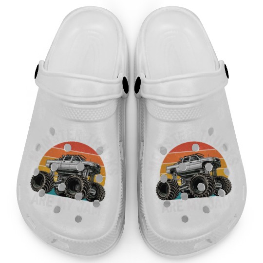 Monster Trucks Are My Jam Vintage Retro Clogs