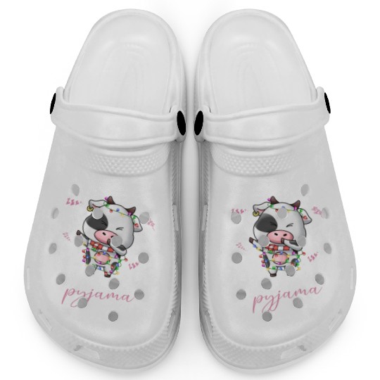 Winter Christmas Pyjama Cow Clogs