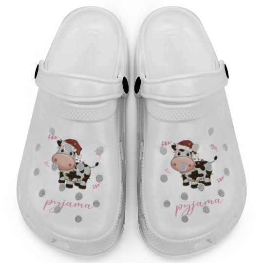 Winter Christmas Pyjama Cow Clogs