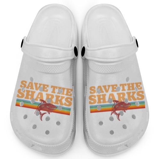 Retro Vintage Shark Save The Sharks Awareness Clogs