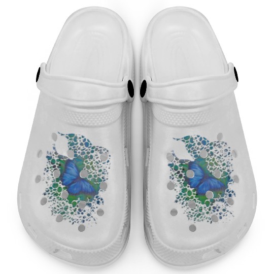 Royal blue monarch butterfly retro 70's animal Clogs