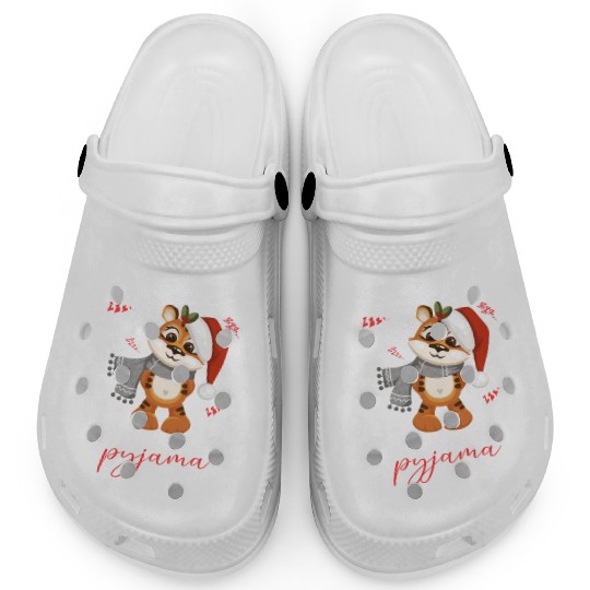 Winter Christmas Pyjama Tiger Clogs