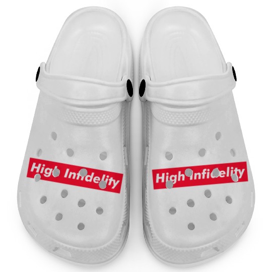 High Infidelity red boxx Text Gift Music Fan Lover Clogs