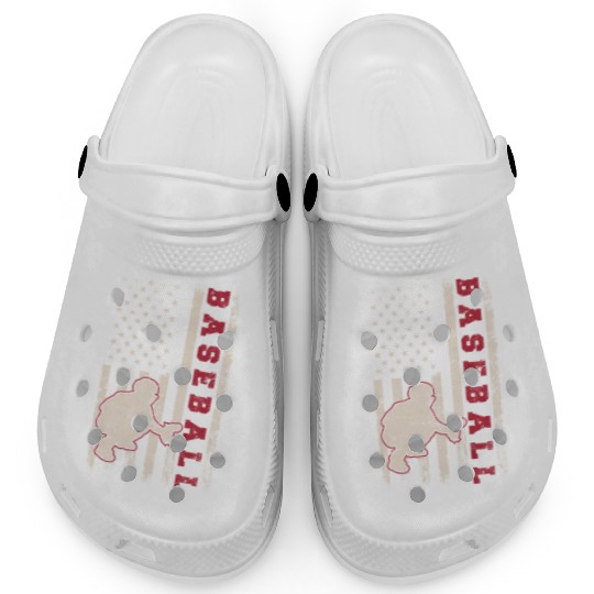 Baseball Catcher USA Flag Patriotic American Flag Clogs