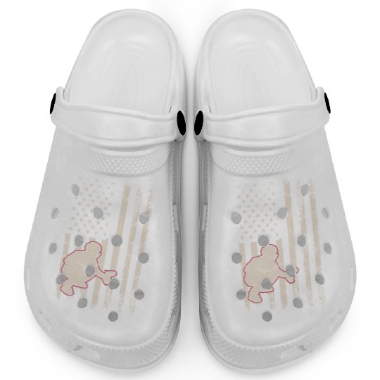 Baseball Catcher USA Flag Patriotic American Flag Clogs
