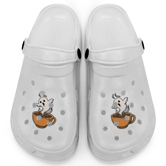 Ghost Hunting And Coffee Funny Ghost Gift Clogs