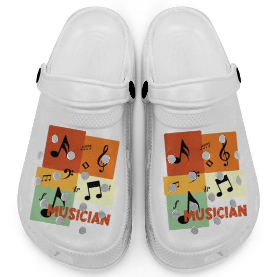 Musician Retro Vintage Distressed Squares Clogs