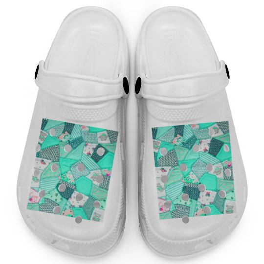 Green Baby Patchwork Sarilmak Pattern Teddy Bear Clogs