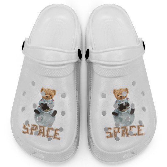 Funny Quote Space teddy bear Astronaut Clogs
