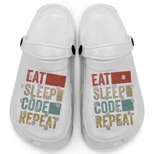 Software Developer Coder Retro Eat Sleep Code Clogs