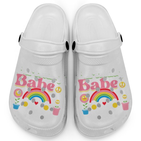 Pastel Daisy Rainbow Birthday Girl Clogs