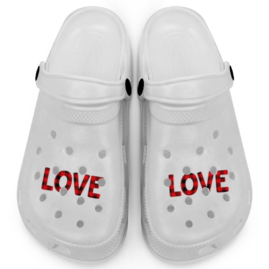 Joy Hope Love Peace Red Buffalo Plaid Christmas Clogs