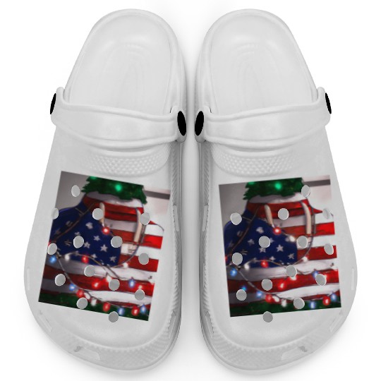 Patriotic Christmas Christmas Tree US Flag Clogs