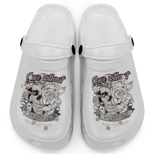 Love With No Regrets Skull With Roses Gift Clogs