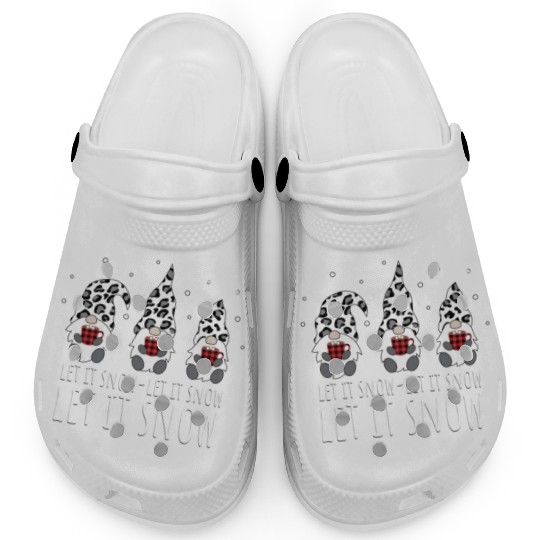 LET IT SNOW Winter Gnome Leopard Buffalo Plaid Clogs