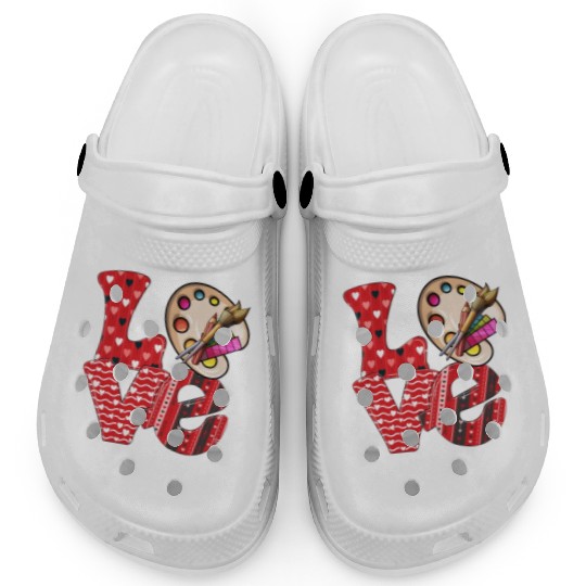 LOVE Art Teacher Valentines Day Teacherlife Clogs