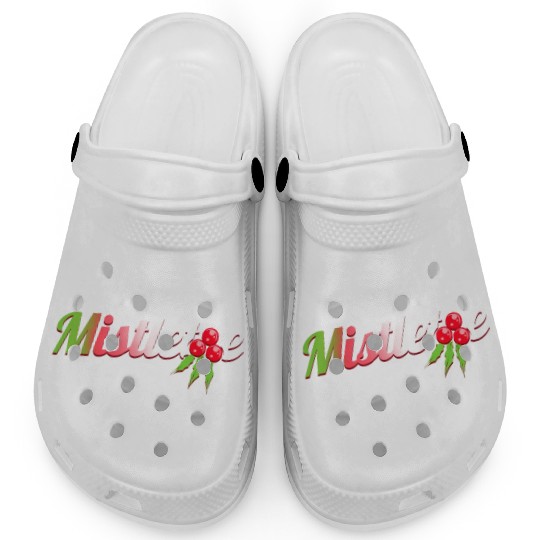 Green Red White Mistletoe Logo For Christmas Clogs