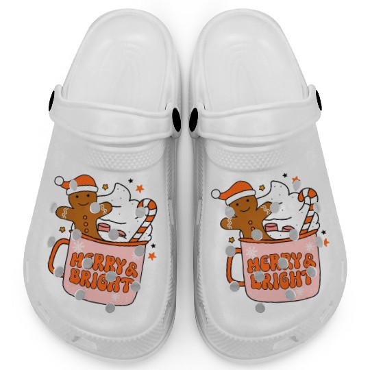 Retro Groovy Merry & Bright Gingerbread Christmas Clogs