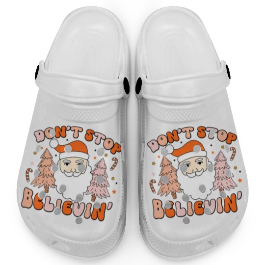 Retro Groovy Don't Stop Believin' Christmas Cute Clogs