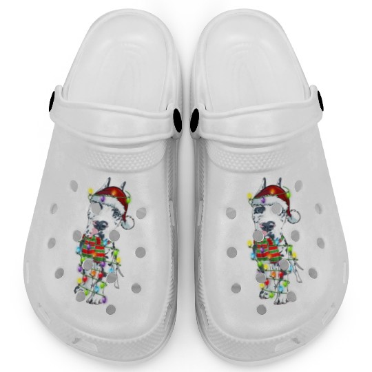 Great Dane Lover Xmas Lighting Santa Great Dane Clogs