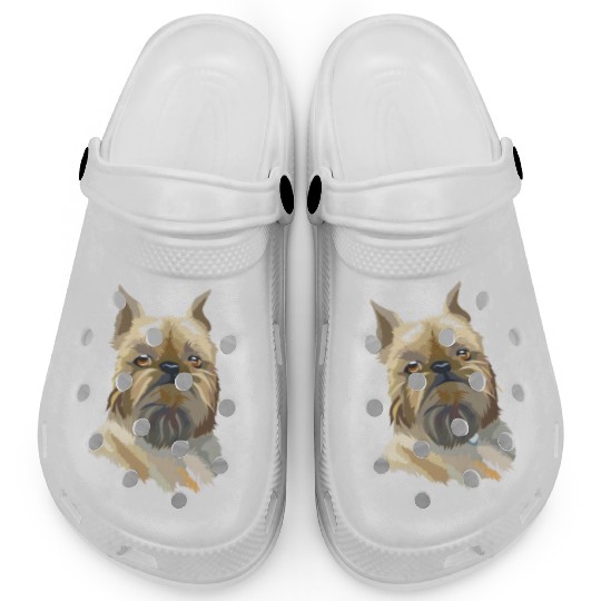 Cute Brussels Griffon Dog Watercolor Painting Clogs