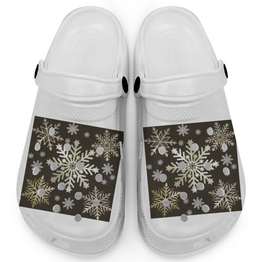 Beige Snowflakes Christmas Pattern Clogs