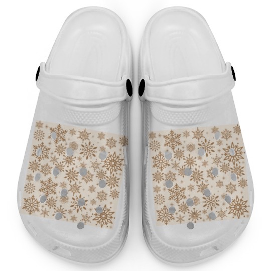 Beige Snowflakes Christmas Pattern Clogs