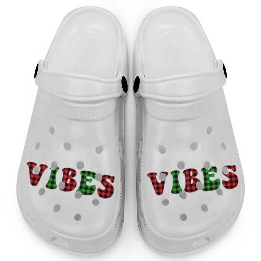Christmas Vibes Buffalo Plaid Retro Christmas Clogs