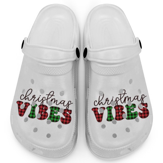 Christmas Vibes Buffalo Plaid Retro Christmas Clogs