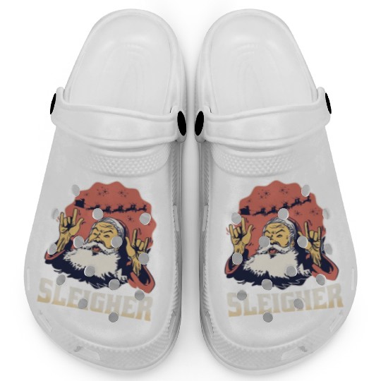 SleigheFunny Heavy Metal Santar Metal Santa Clogs