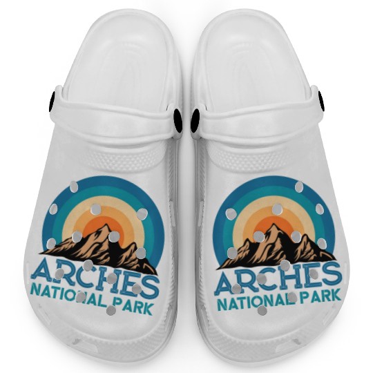 Cool Vintage Retro Arches National Park Mountain Clogs
