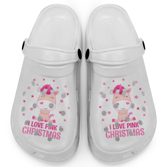 Unicorn I love pink Christmas Clogs